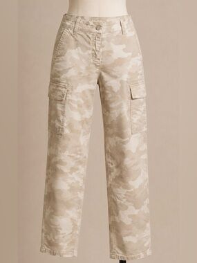 Cambio “Lotta” Slim Cargo Pants in Beige Camo